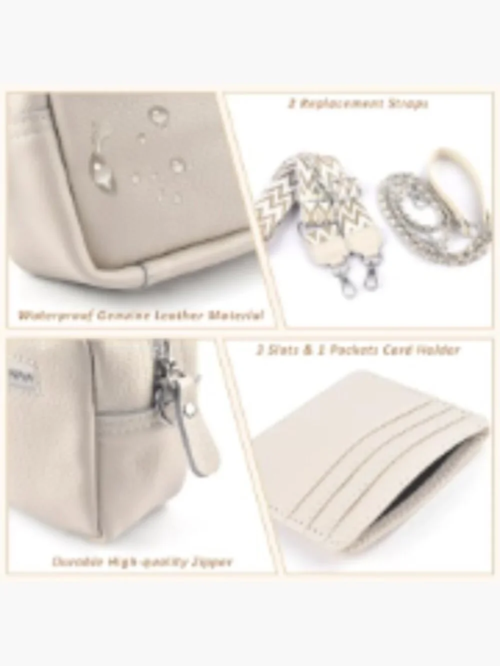Leather Crossbody Bag Women Small Shoulder Purse Adjustable Strap 5 Pockets